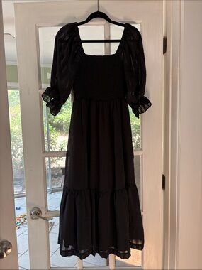 Madewell Black Ruffled Tiered Sundress